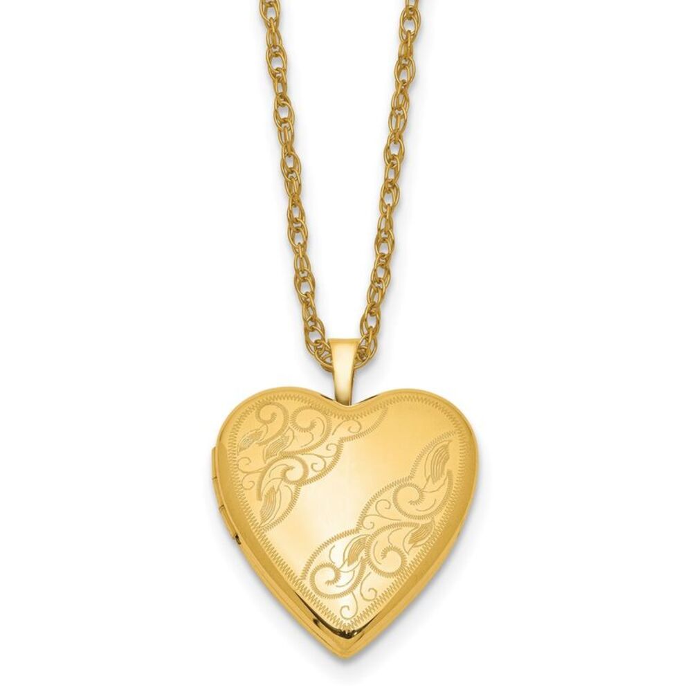 1/20 14K Gold Filled 20mm Swirl Etched Heart Locket Necklace, 18 Inch